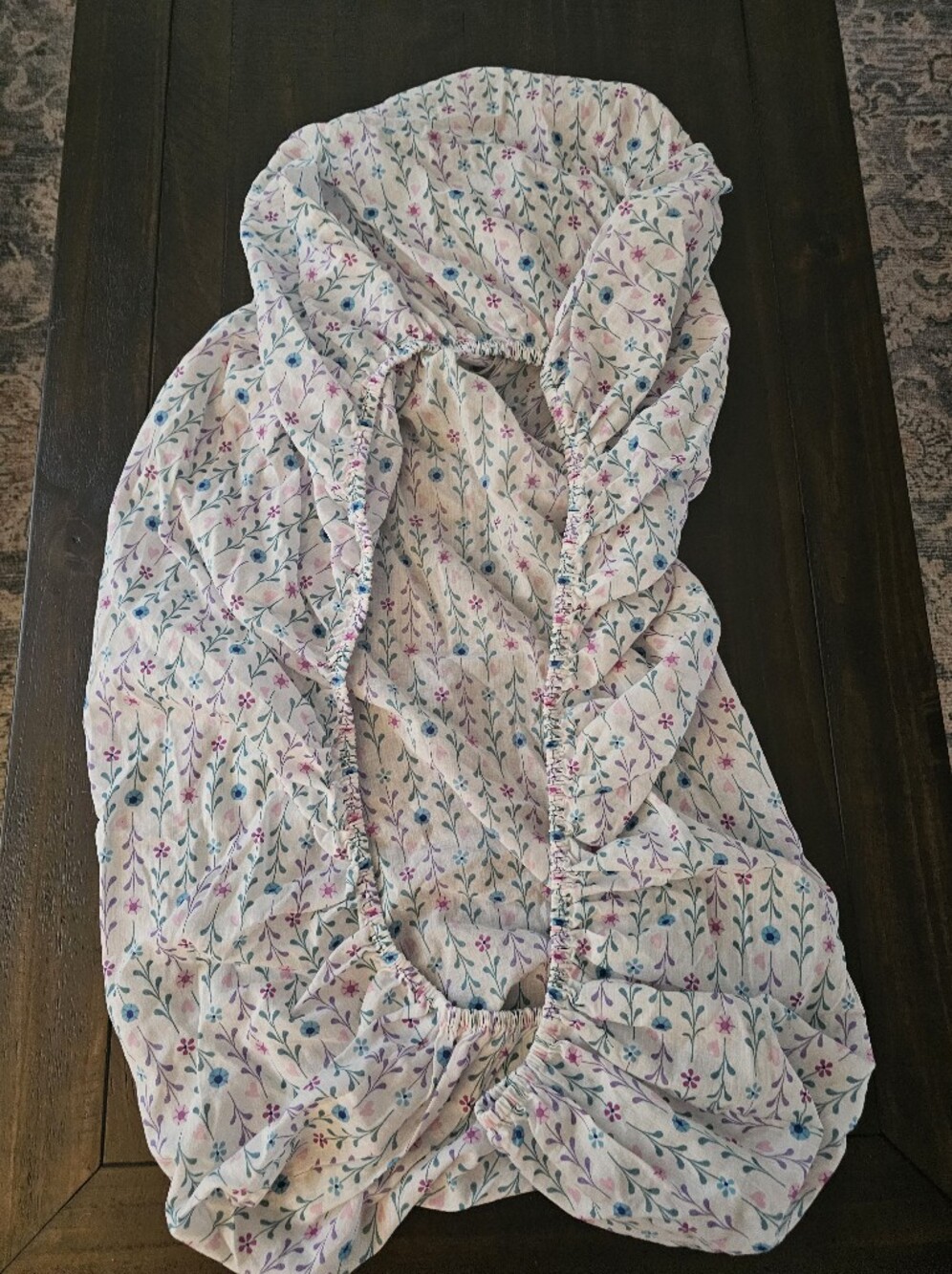 Floral Crib Fitted Sheet in Pink & Blue